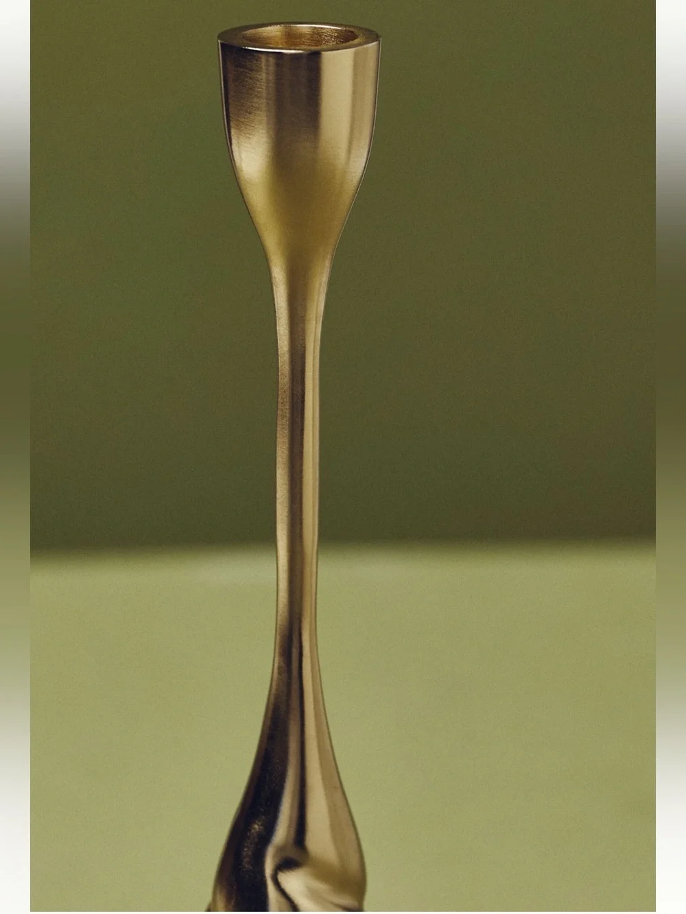 NWT Anthropologie Naya Tinted Brass Lacquer Taper Candle Holder in Gold